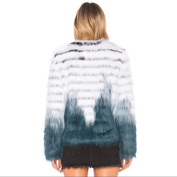 Faux Fur Jacket White & Teal from REVOLVE - Picture 3 of 8